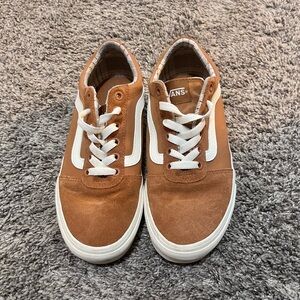 Vans Brown and White platform Classic Skate Sneakers